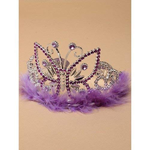 Preisvergleich Produktbild Inca Silber Effekt Plastik Tiara Schmetterling Design mit lila Steine und Federn