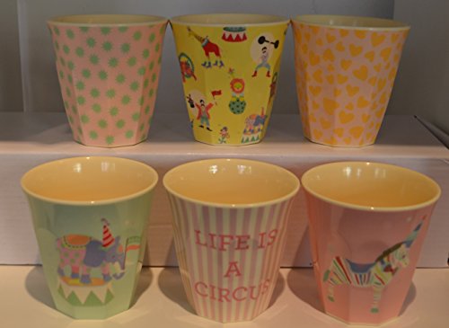 Box mit 6 Melamin Tassen in Mädchen Circus Prints von Rice DK - 2