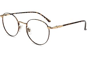 Firmoo Blue Light Blocking Reading Glasses 0.0 for Women Men with Blue Light Protection, Anti Glare Computer Reading Glasses Tortoise Shell, Round Metal Frame Blue Light Glasses