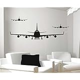 Wandtattoo Flugzeug als 3er Set in ihrer Wunschfarbe Motiv 558 (in bester Qualität aus Markenfolie gefertigt)