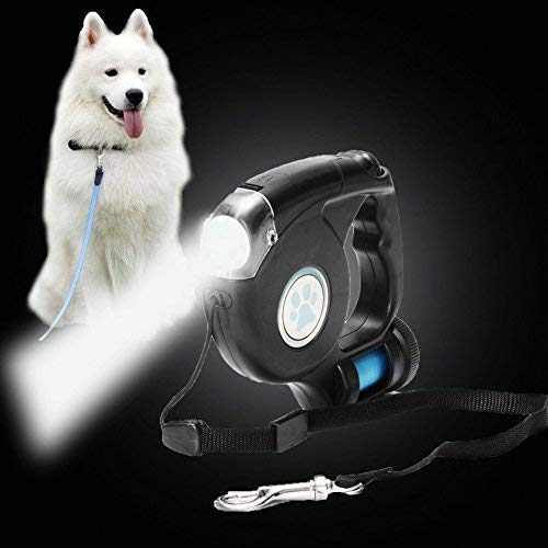 Skjind Heavy Duty retrattile guinzaglio con luce e bag dispenser ,3 in 1 Pet guinzagli Walking 16 piedi, per cani medio grandi fino a 50 kg