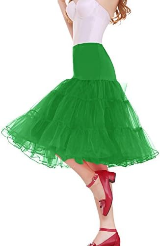 Vianla Women's 50s Vintage Rockabilly Petticoat,26" Length Net Underskirt Green Size M