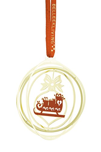 Belleek Living Dorado Trineo Adorno, latón, Rojo/Oro