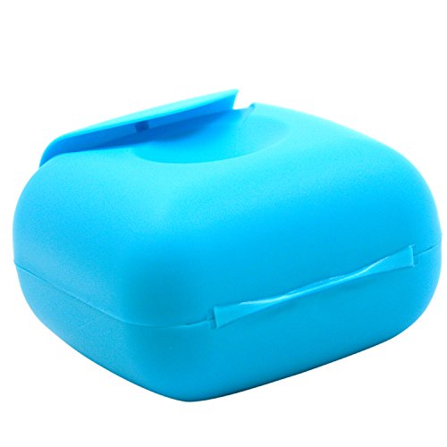 Reise Kunststoff Seife Kasten Schale Halter Container Aufbewahrungsbox mit Sperre Klein Blau - 7