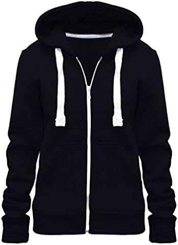 New Plus Size Hoodie Zip Zipper Hooded Jacket Coat Top Hoody Black XL