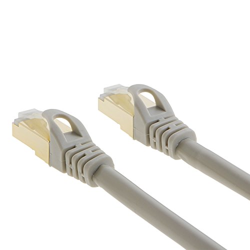 cablecreation (2er Pack) kurz CAT7 (Kategorie 7) doppelt geschirmt Ethernet Patch Kabel, 50U „vergoldet Kontakt, SSTP Netzwerk Kabel bis 10 Gigabit, Band Breite: 600MHz, 1,6 ft/0,5 m, Beige Farbe - 4