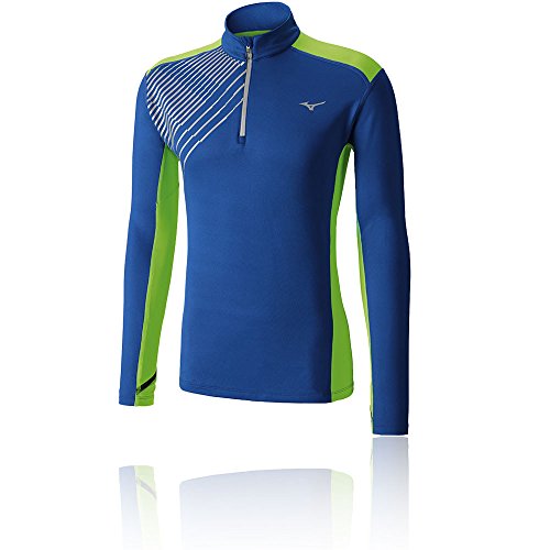 Preisvergleich Produktbild Mizuno Warmalite Venture Laufshirt - Blau (Skydiver / Green Gecko) - 2 x l