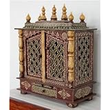 LifeEstyle-com Mango Wood and Mdf Handpainted Home Temple with Doors (60x30x75cm, Multicolour)