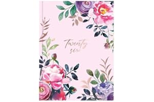 QUICKDRAW 2026 A5 Week to View Diary - Vintage Floral Casebound Planner - Full Year UK Organiser Journal Planner (Pink)