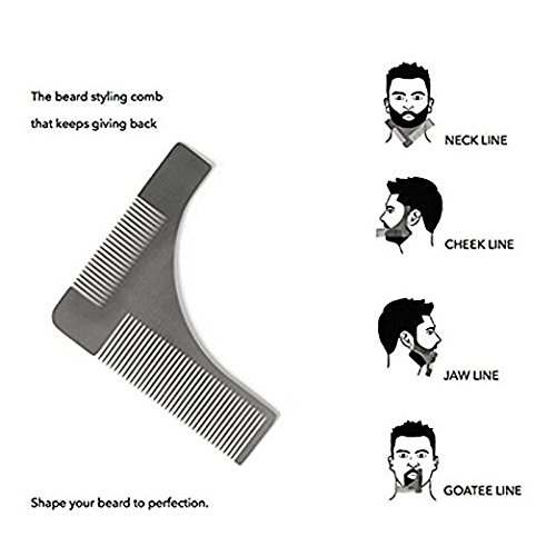 Bart-Kamm, Richoose Edelstahl Bartforming Styling & Shaping Vorlage Werkzeug / Facial Hair Shaping Tool für perfekte Linien & Symmetr - 4