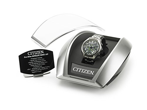 Citizen Watch Satellite Wave Air Men's Quartz Watch with Black Dial Analogue Display and Grey Titanium Bracelet