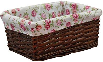 Wicker Basket Storage Hamper Small Medium Large White or Rose Design Home Decor (Large, Brown)
