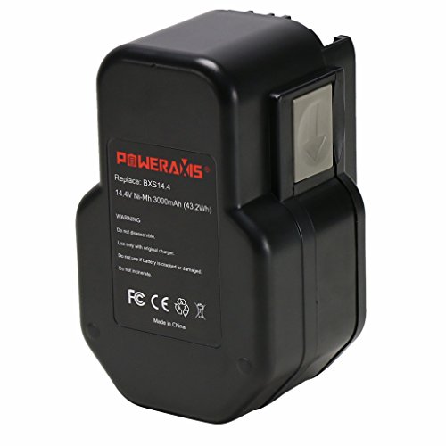 POWERAXIS 14,4V 3000mAh Ni-MH Ersatzakku für AEG B14.4, BF14.4, BX14.4, BXS14.4, BXL14.4, MX14.4, MXS14.4, Milwaukee 48-11-1000, 48-11-1000, 48-11-1014, 48-11-1024 - 2