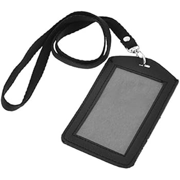 Portabadge In Pelle Con Cinturino - Portatessera Verticale Per Ufficio