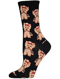 Calcetinesmith Yorkies Womens Black Crew Calcetines