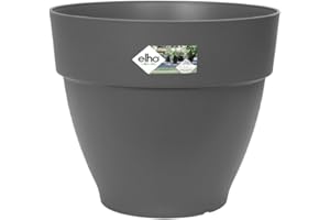 Elho Vibia Campana Rond 30 - Pot De Fleurs pour Extérieur - Plastique 100% Recyclé - Ø 29.8 x H 25.8 cm - Noir/Anthracite