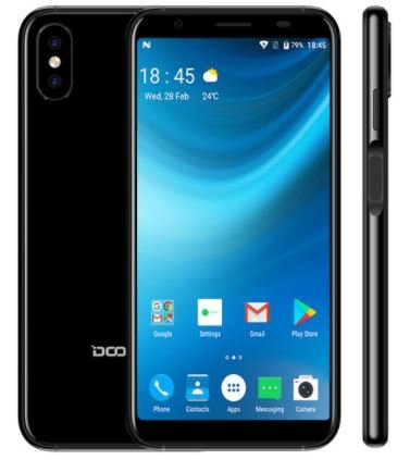 DOOGEE X55 - 5,5 pollici (rapporto 18: 9) HD Android 7,1 3G smartphone, Quad Core da 1,3 GHz 1 GB + 8 GB, fotocamera tripla (5 MP + 8 MP + 8 MP), 2800 mAh - Nero