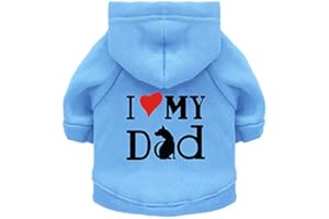 JIEYA Felpa con cappuccio per cani di piccola taglia con scritta "I LOVE MY DAD" stampata per cucciolo (S, blu)