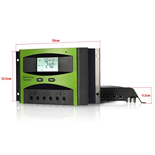 KKmoon 60A 12V/24V Solar Laderegler PWM Aufladung Temperatur Kompensation Überladung Schutz LCD Display für netzunabhängige Solaranlage - 5