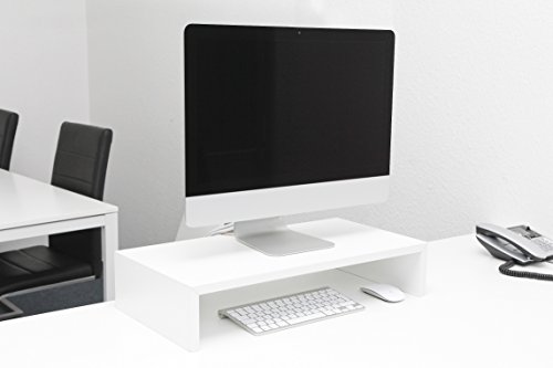 Design Monitortisch „Sauerland“ Bildschirm Ständer Schreibtischregal Standfuß Hochglanz Weiß B / H / T 60 x 12 x 30 cm - 3