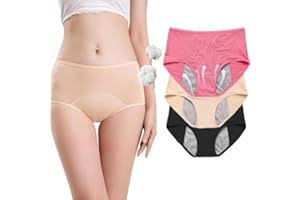AMOUSDRDR Dry Wear Women's Incontinence Underpants, Drywear, Leak-Proof Underwear, Women, Panties for Women Over 60, Washable, Reusable Cotton Panties (Set of 3, XL)