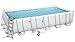 Produktbild Bestway Power Steel Frame Pool Komplettset viereckig, mit Kartuschenfilterpumpe, Leiter, Boden- & Abdeckplane, 671 x366 x 132 cm, grau