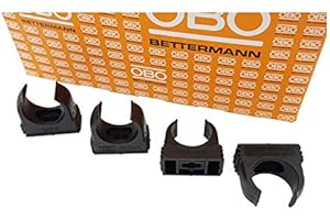 OBO Bettermann M25 - Abrazadera para tubos (20 unidades, 25 mm, 20 unidades), color negro