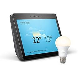 Das neue Echo Show (2. Gen.), Schwarz + Philips Hue Lampe