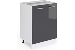 Vicco Mueble bajo de Cocina R-Line, Antracita Alto Brillo/Blanco, 60 cm sin encimera