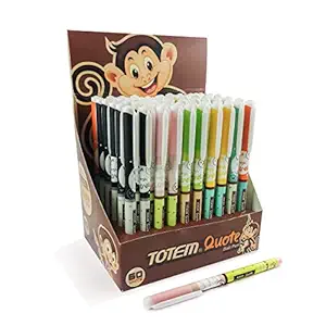 Totem Quote Ball Pens Set | 60 Pens Combo Dispenser Pack | 50 Pcs Blue Ink, 10 Pcs Black Ink | Pen Sets for Gifting | Pens for Stylish Girls | Pens for Writing | Emoji Pastel Body Colours | Cute Pens for Girls | 0.7 mm tip | Firm Grip for Smooth Writing | Colourful Pens with Smiley | Multicolour Body Stick Ball Pen Set | Fragrance / Scented / Aromatic Ink Pens | Stationery Set | Premium Ball Point Pens Pack