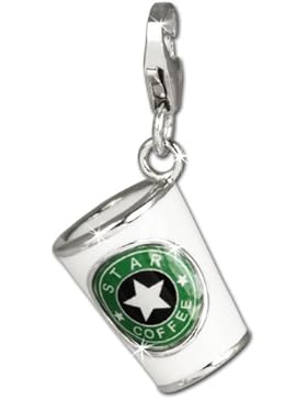 SilberDream Charm Kaffeebecher weiß 925 Sterling Silber Charms Anhänger für Armband Kette Ohrring FC666