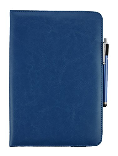 Emartbuy® Trekstor SurfTab Breeze 9.6 Quad 3G 9.6 Zoll Tablet Universal ( 9 – 10 Zoll ) Dark Blau PU Leder  360 Grad rotierende Stand Folio Geldbörse Tasche Hülle + Blau Eingabestift - 2