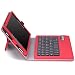 Produktbild MoKo Fire HD 8 Bluetooth Tastatur Hülle Keybord Case - PU Leder Schutzhülle mit abnehmbarer Wireless Bluetooth Tastatur QWERTY Layout für Amazon Fire HD 8.0 Zoll (5. Generation - 2015 Modell), Rot (Nicht für Fire HD 8 2016)