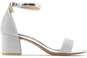 MODELISA - Sandalia Tacón Bajo Brillo Fiesta Pulsera Hebilla Tobillo Mujer