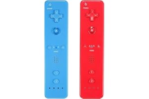 AOFUPLAY Wii Controller 2 Pack Wii u Remote avec boîtier en Silicone et Sangle de Poignet (Rouge + Bleu Clair)