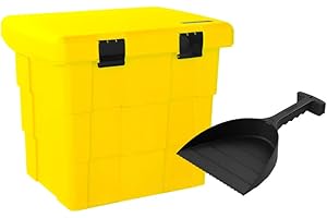 Daken Contenedor de sal para esparcir (108 L, con pala), color amarillo