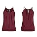 Produktbild Damen Sommer Tanktops,Hffan Frauen Runzlig O Hals Cami Chiffon Weste Reizvolle Ärmelloses Chiffonbluse Vest Strand T-Shirt Crop Top Party Clubwear Oberteile Bluseshirt Hemdblusen (Weinrot, S)