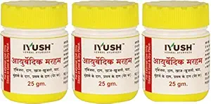 IYUSH Herbal Ayurveda IYUSH Ayurvedic Marham Ointment for Itching, Ring Worms, Eczema, Pregnancy Stretch Marks, Crack Heels and All Type Skin Diseases, 25 g Each (Pack of 3)