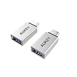 AUKEY Adattatore USB C a USB 3.0 in Alluminio ( 2 Pezzi ) Connettore Tipo C a USB A per Trasmissione Dati e Caricare per MacBook Pro 2017 / 2016 , Google Chromebook Pixel , Nokia N1 ecc. - Argento