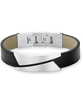 s.Oliver Herren-Armband 20+2,5 cm Edelstahl Leder