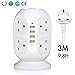 Price comparison product image 3M/9FT Tower Extension Lead [4 USB Ports 8 Way Outlets] with Surge Protection, Universal Vertical Tower Power Extension Cord with Safety Fuse and Overload Protection (White)