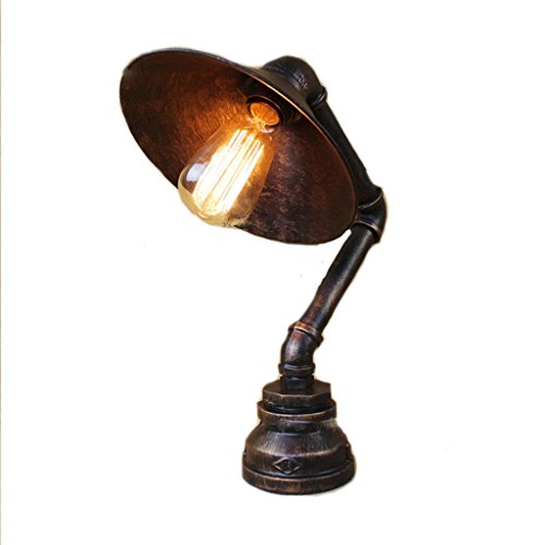 Preisvergleich Produktbild LEGELY Nostalgische einfache Wasserleitung Schreibtischlampe, runde Eisen Lampenabdeckung Eisen Basis, Loft Dampf Punk Industrie Retro-Stil eisen Tischlampe, Bar Cafe Restaurant Dekoration Lampe (E27)