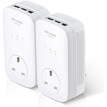 TP-Link TL-PA8030PKIT 3-Port Gigabit Passthrough Powerline Starter Kit, Data Transfer Speed Up to 1300 Mbps,  Ideal for HD Video Streaming and Online Gaming, No Configuration Required, UK Plug