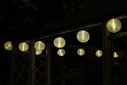 Lampion Lichterkette mit 15 LED-Lampions weiss Ø 15 cm Garten außen von Gartenpirat - 6