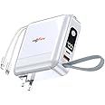 CALLMATE Globetrotter 23W PD Fast Charging 10000mAh Power Bank with Built-in Charger (2.4A), USB-A QC 3.0 & USB-C PD Output Port with Built in Cable (Light-ning & Type C) (White)