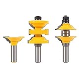 ♥ Este conjunto de bits de enrutador de la puerta de entrada de 3 bits puede cortar rieles y montantes entre 1-3 / 8 "y 1-3 / 4" de espesor.