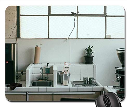 Preisvergleich Produktbild Mauspads - Spülbecken-Hahn deckt Kaffeemaschine mit Ziegeln