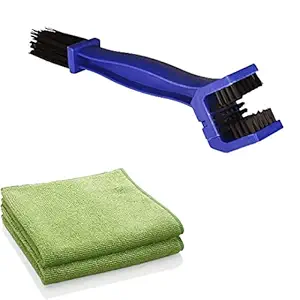 AKSMIT Bike Chain Brush & Microfiber Cloth (Set of 2) Combo for Yamaha Fascino