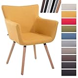 CLP Chaise De Salle A Manger Antwerpen en Tissu I Chaise Design Retro Scandianve Dossier Et Accoudoirs I Fauteuil De Salon Confortable Jaune, Piètement: Nature