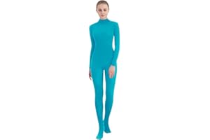 SUPRNOWA Full Body Unitard Turtleneck Spandex Footed/Footless Long Sleeve Unisex